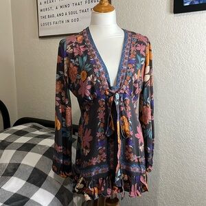 Free people boho open neckline longsleeves tunic or dress size 4